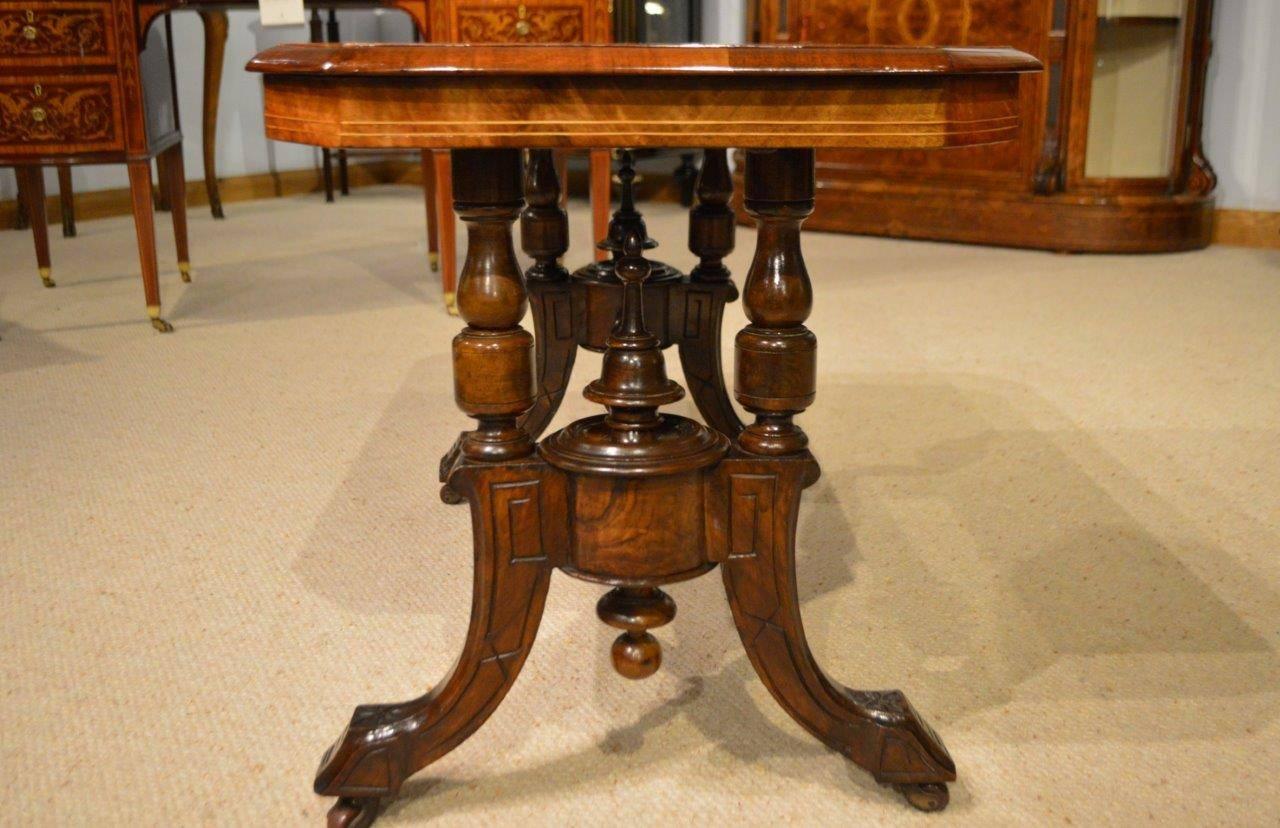 Late 19th Century Burr Walnut Victorian Period Rectangular Antique Coffee Table