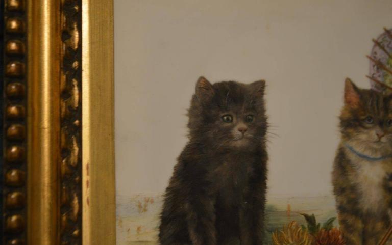 Small Oil Painting Of Kittens By Bessie Bamber At 1stdibs