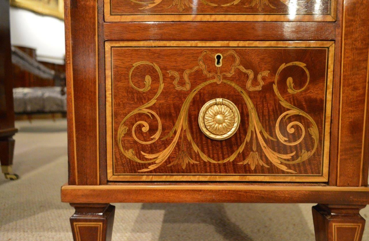 Fine Quality Marquetry and Pen-Work Inlaid Sheraton Revival Antique Writing Desk 2