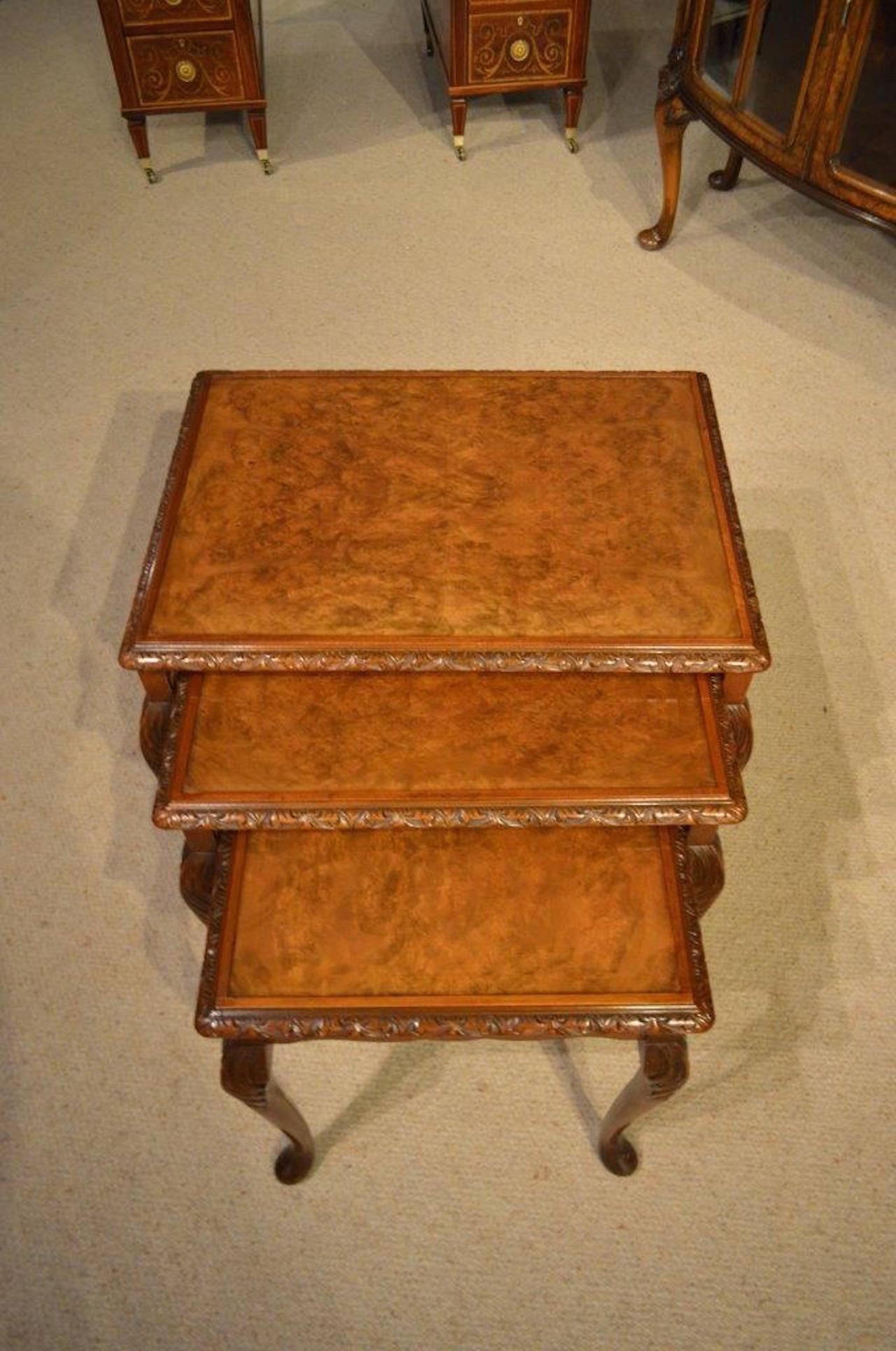 Antique Burr Walnut Nest of Tables 1