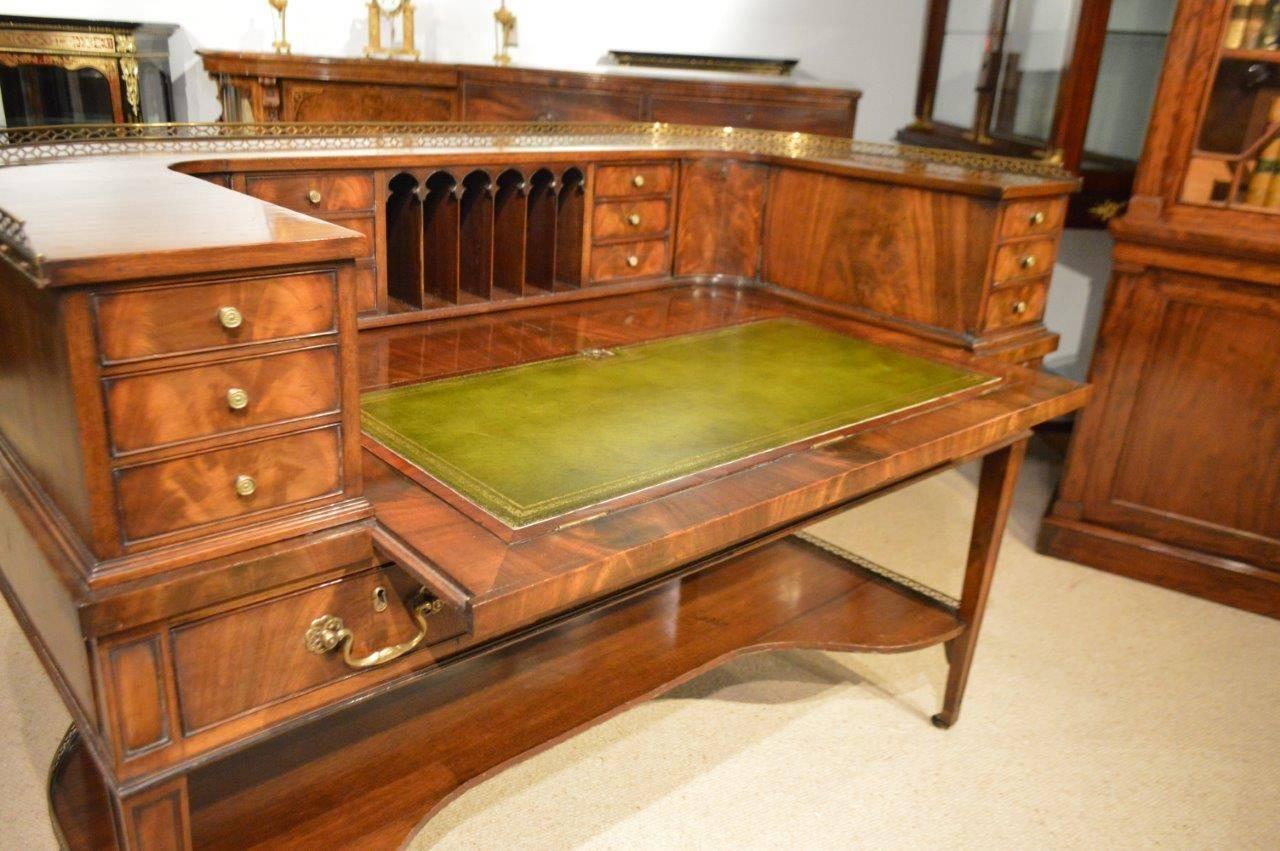 Fine Quality George III Style Flamed Mahogany Carlton House Desk 4
