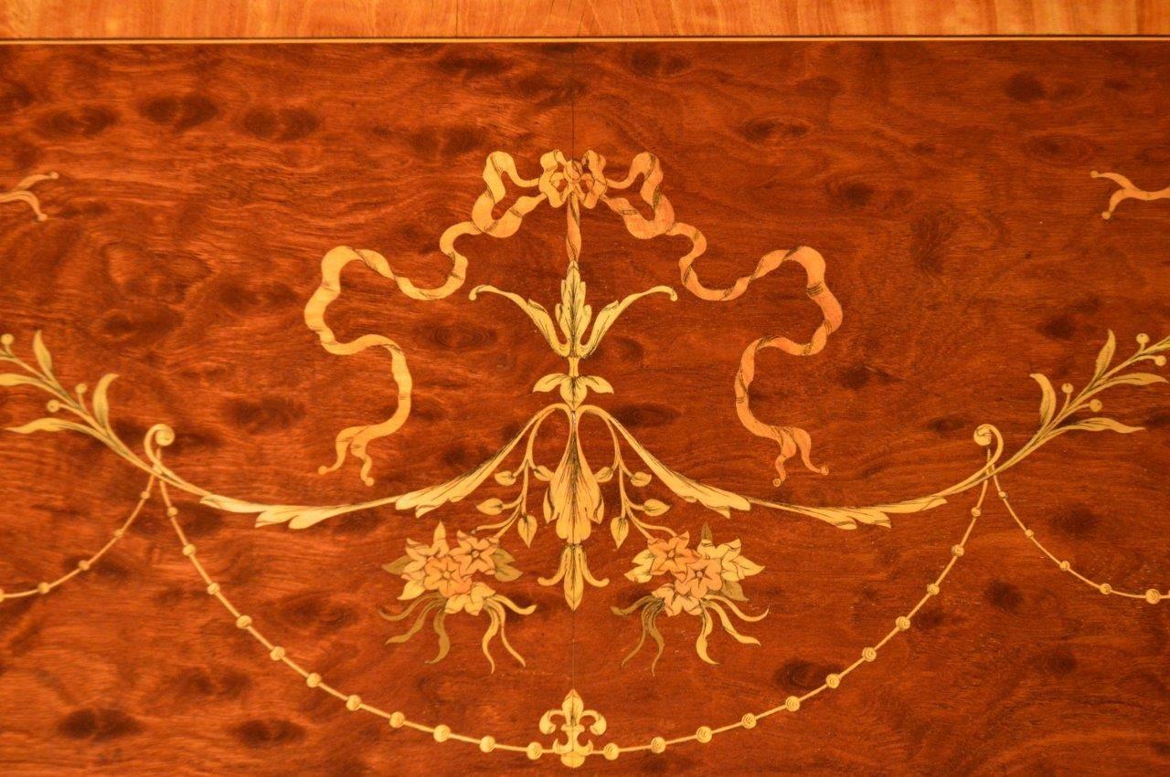 Fine Quality Marquetry Inlaid Edwardian Period Two-Door Bookcase 3