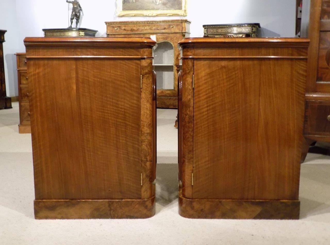 Pair of Burr Walnut Victorian Period Antique Bedside Cabinets 1