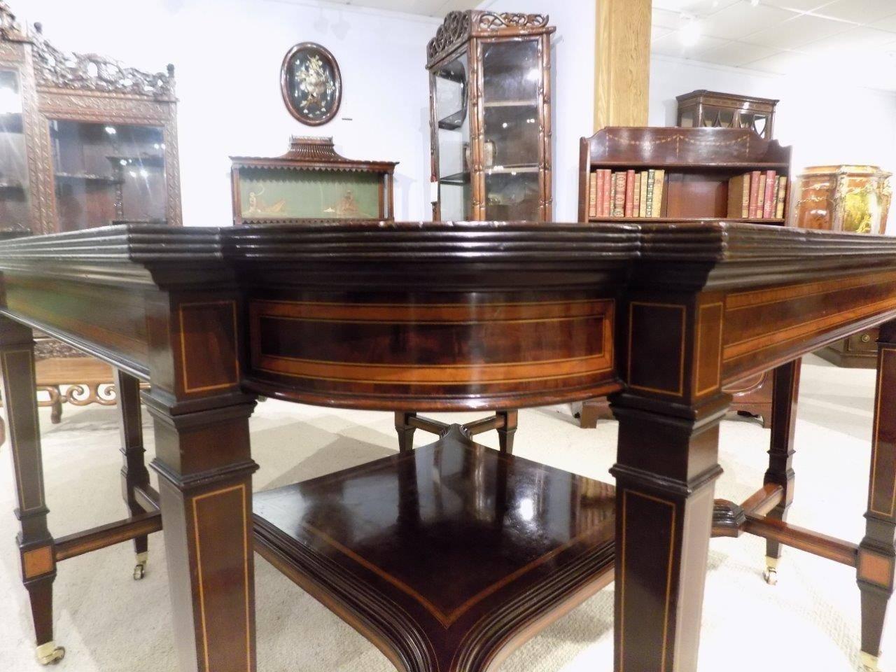 Large and Rare Mahogany Inlaid Edwardian Period Antique Centre Table For Sale 4