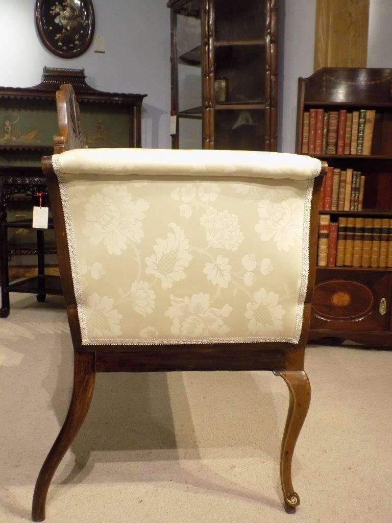 Mahogany and Marquetry Inlaid Edwardian Period Antique Settee 5
