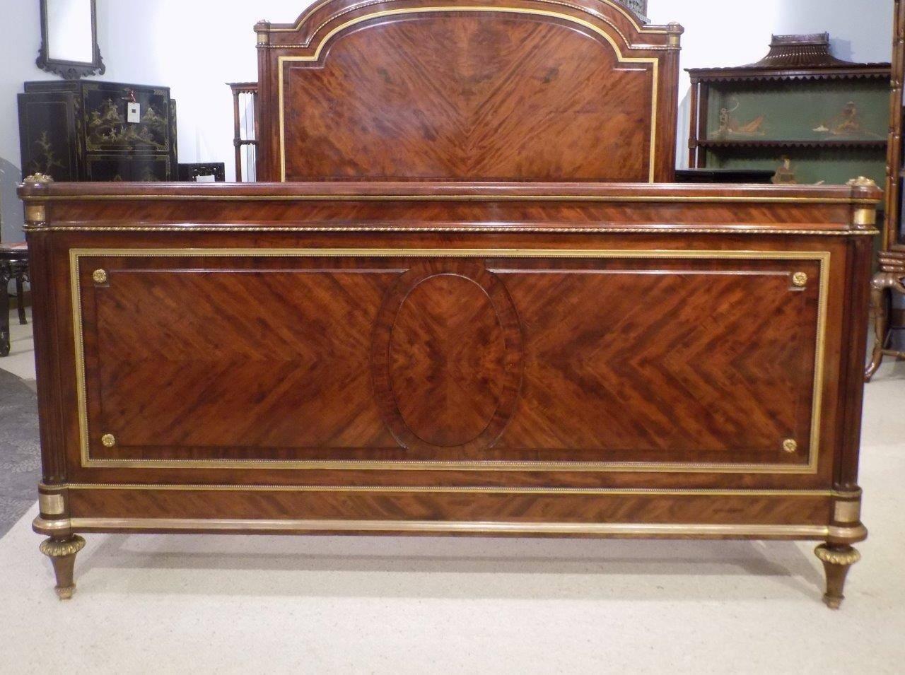 Superb French 19th Century Figured Mahogany and Ormolu King-Size Bed In Excellent Condition In Darwen, GB