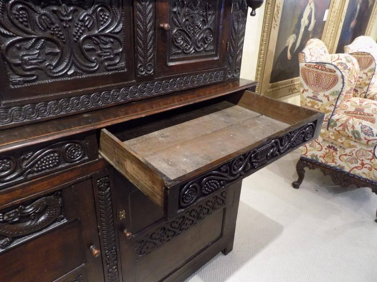 Rare Late 17th Century Westmorland Antique Oak Court Cupboard 3