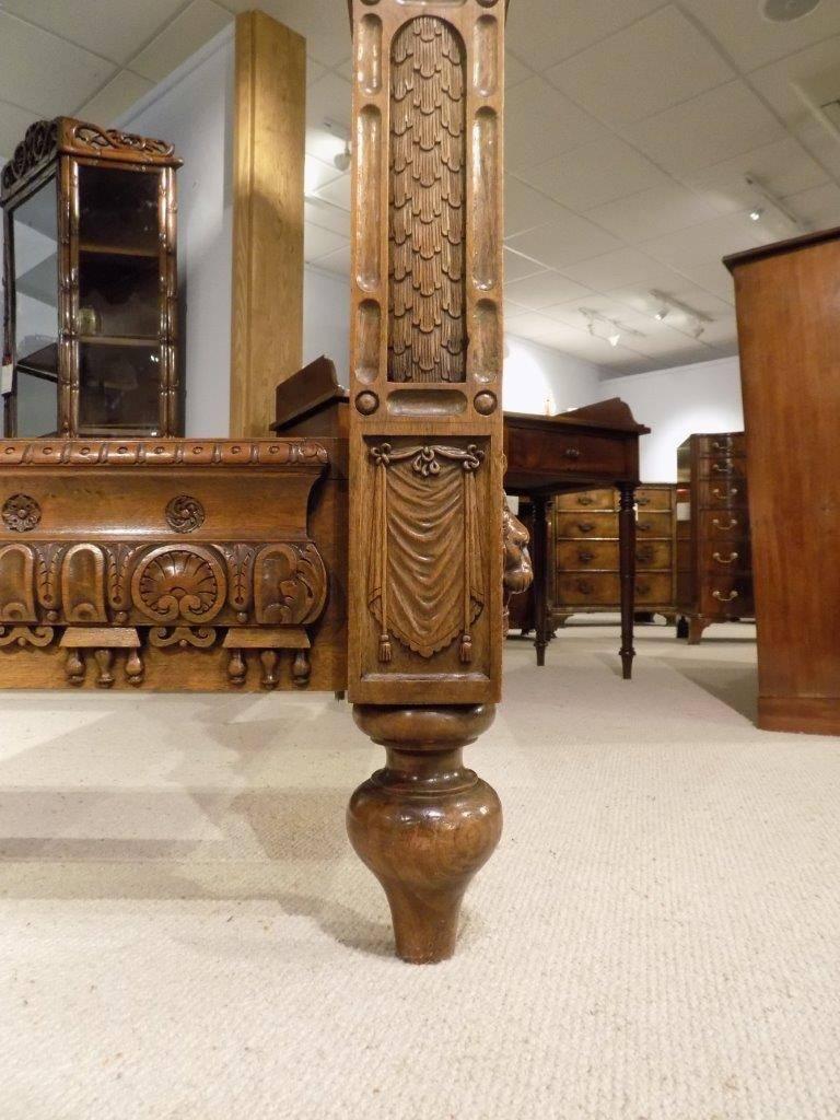 Finely Carved Italian Baroque Walnut Four Poster Single Bed 2