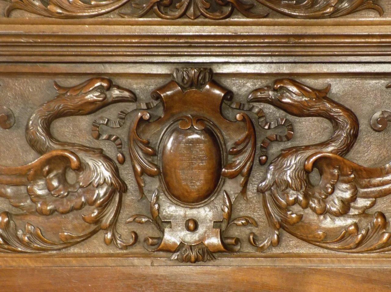 Finely Carved Italian Baroque Walnut Four Poster Single Bed 3