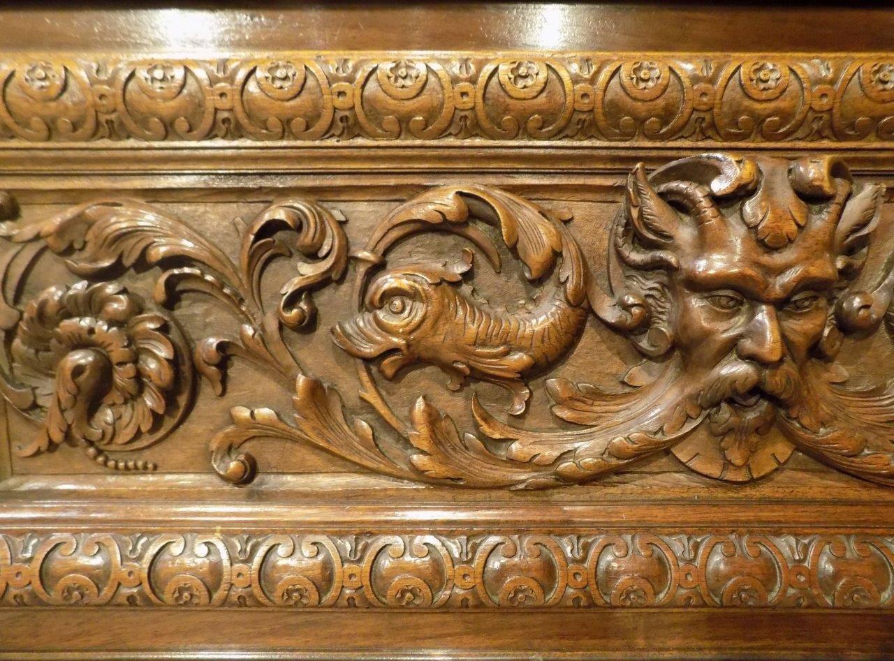 Finely Carved Italian Baroque Walnut Four Poster Single Bed 4