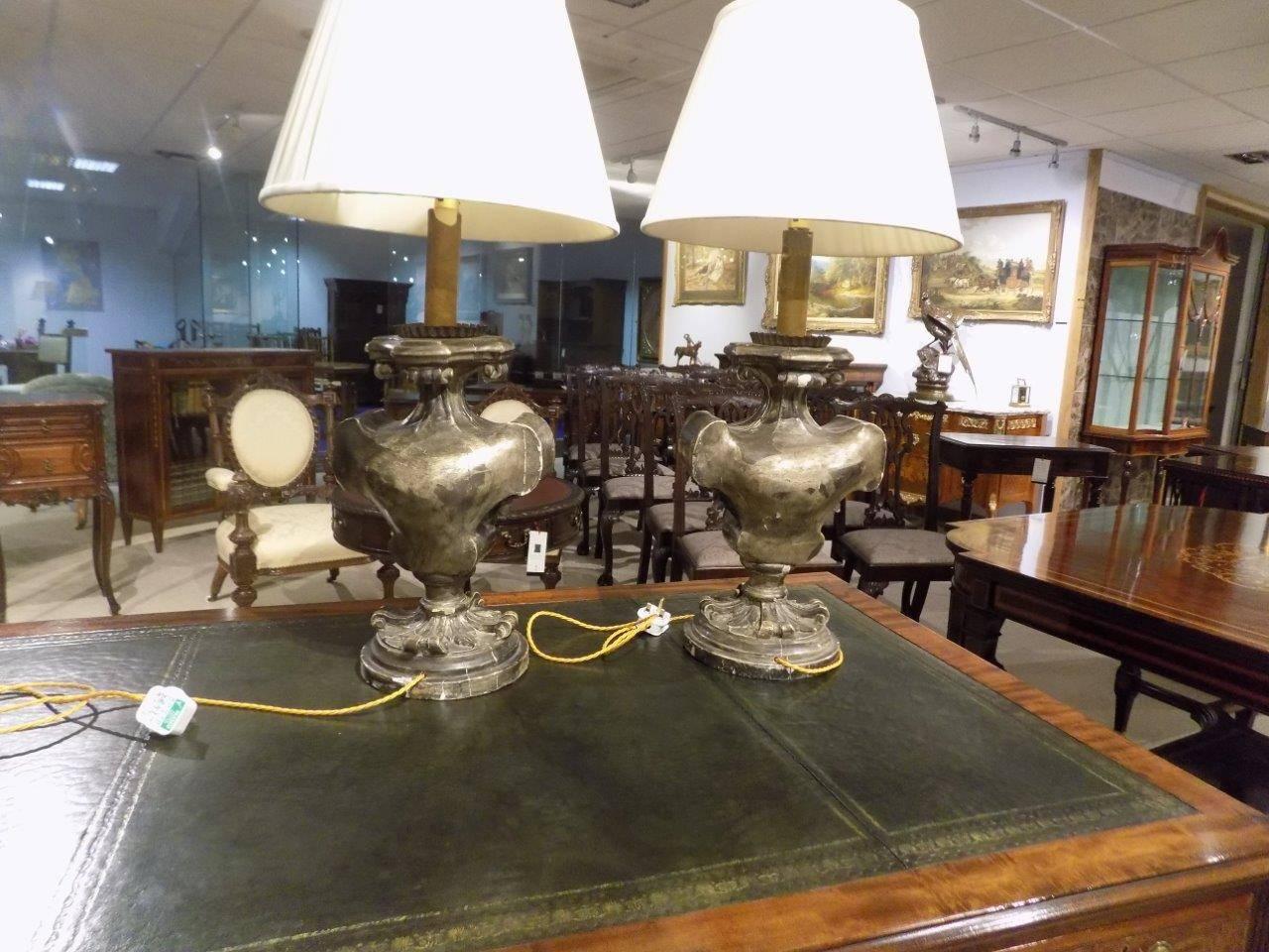 Late 19th Century Good Pair of Antique 19th Century Venetian Baroque Table Lamps