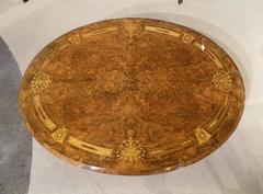 Beautiful Burr Walnut and Marquetry Inlaid Victorian Period Antique Loo Table