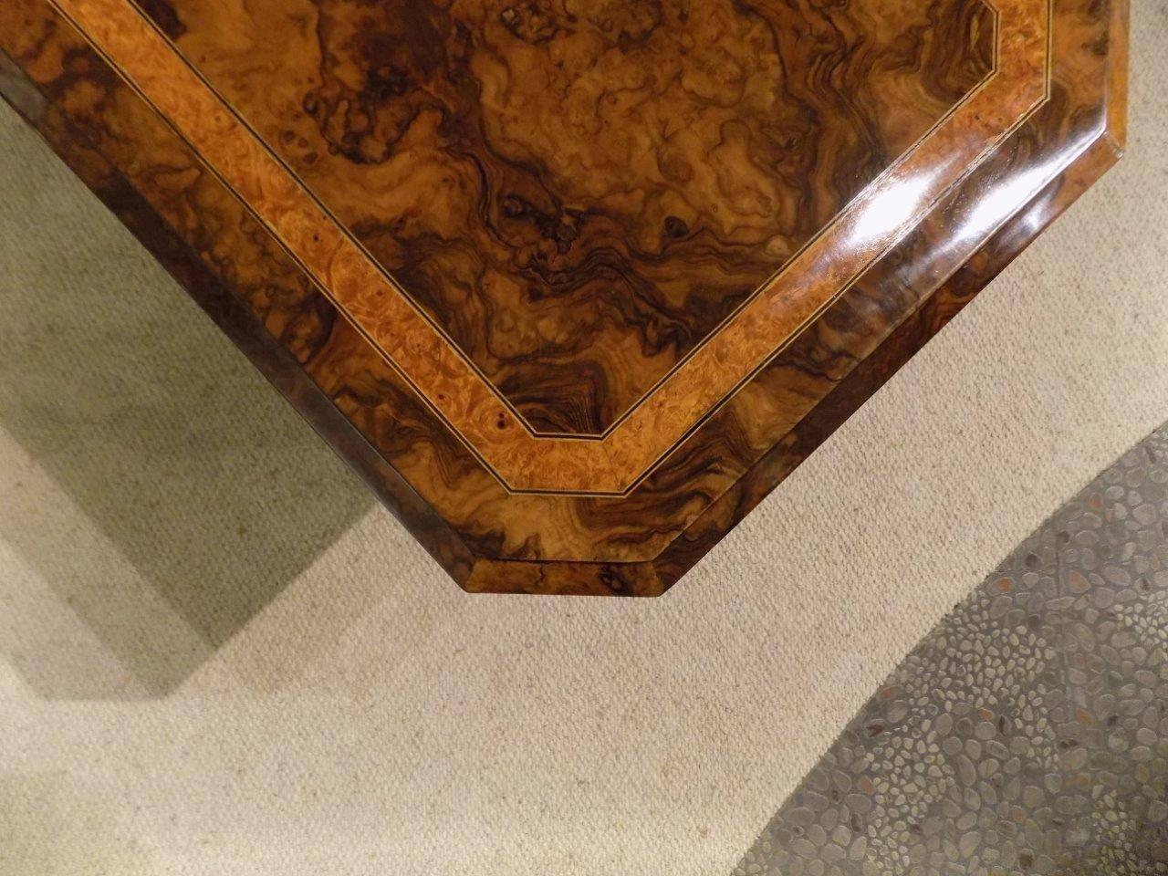 Burr Walnut and Amboyna Inlaid Victorian Period Antique Coffee Table 2