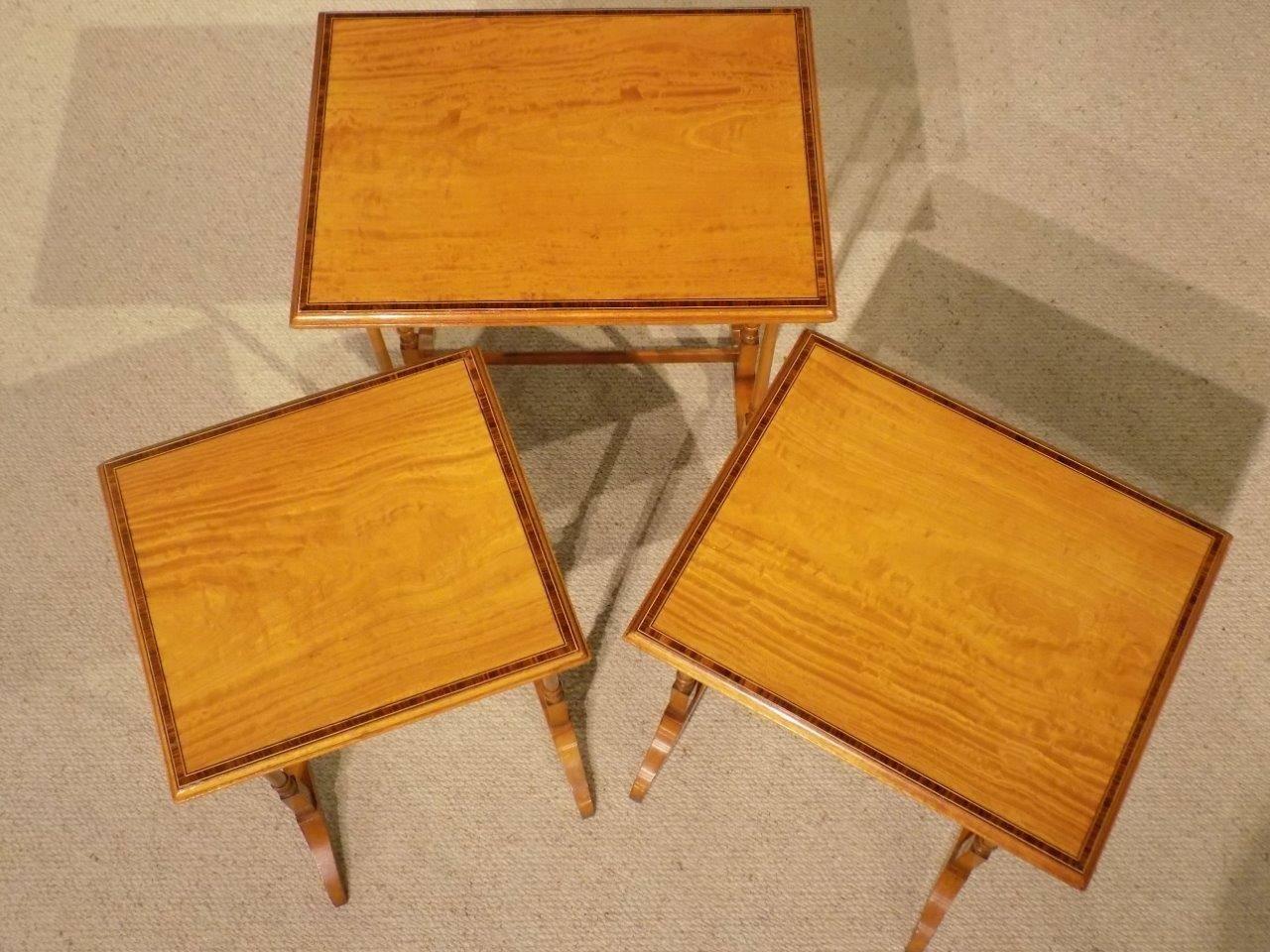Satinwood Edwardian Period Antique Nest of Three Tables 2