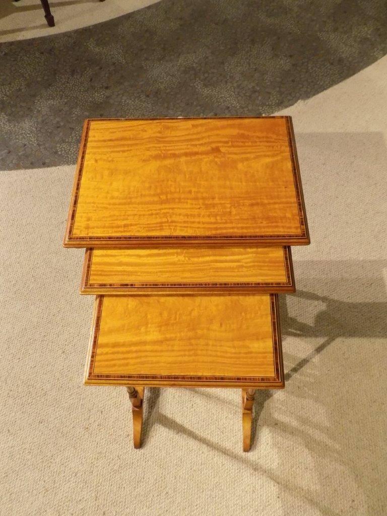 Satinwood Edwardian Period Antique Nest of Three Tables 1