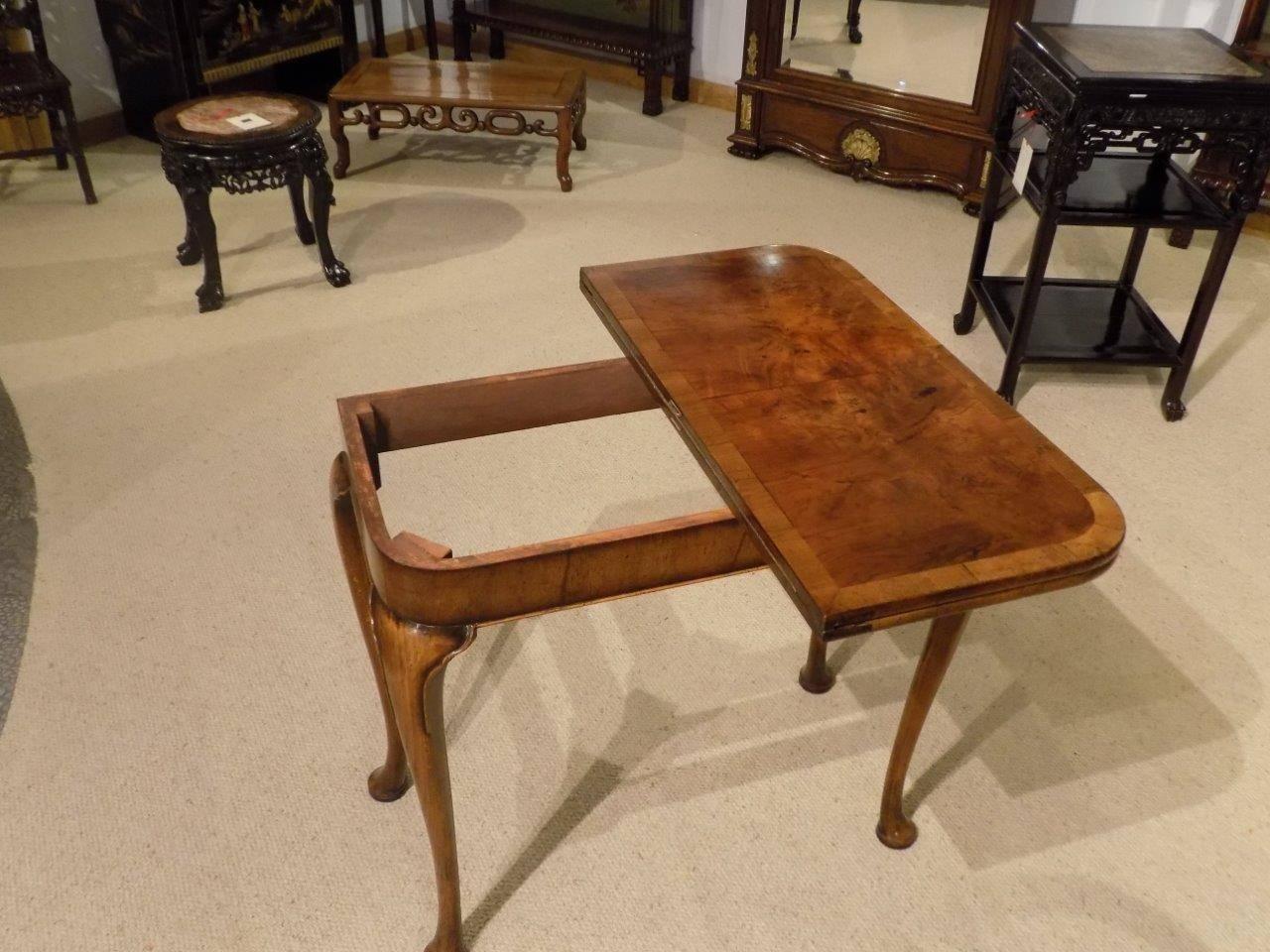 Burr Walnut and Walnut George I Style Antique Fold over Card Table 1