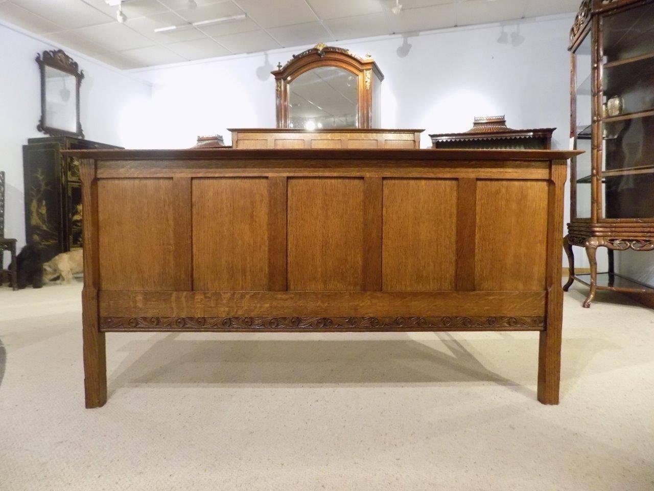 Early 20th Century Rare Oak Arts & Crafts Period Double Bed by Arthur Simpson of Kendal