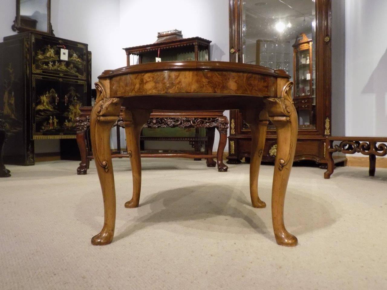 Burr Walnut George I Revival Oval Antique Coffee Table In Excellent Condition In Darwen, GB
