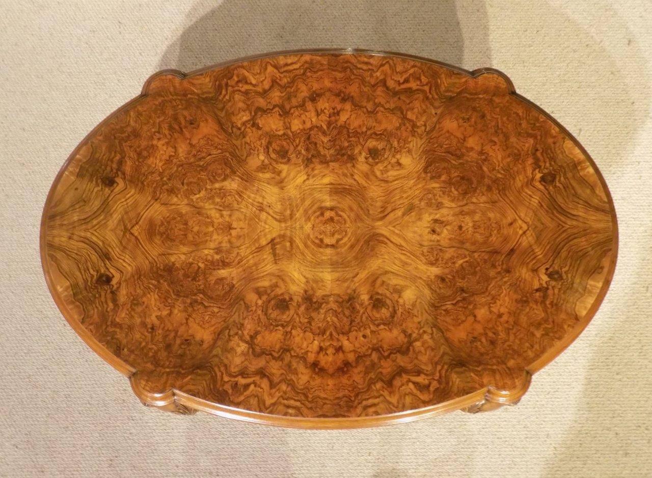 Burr Walnut George I Revival Oval Antique Coffee Table 5