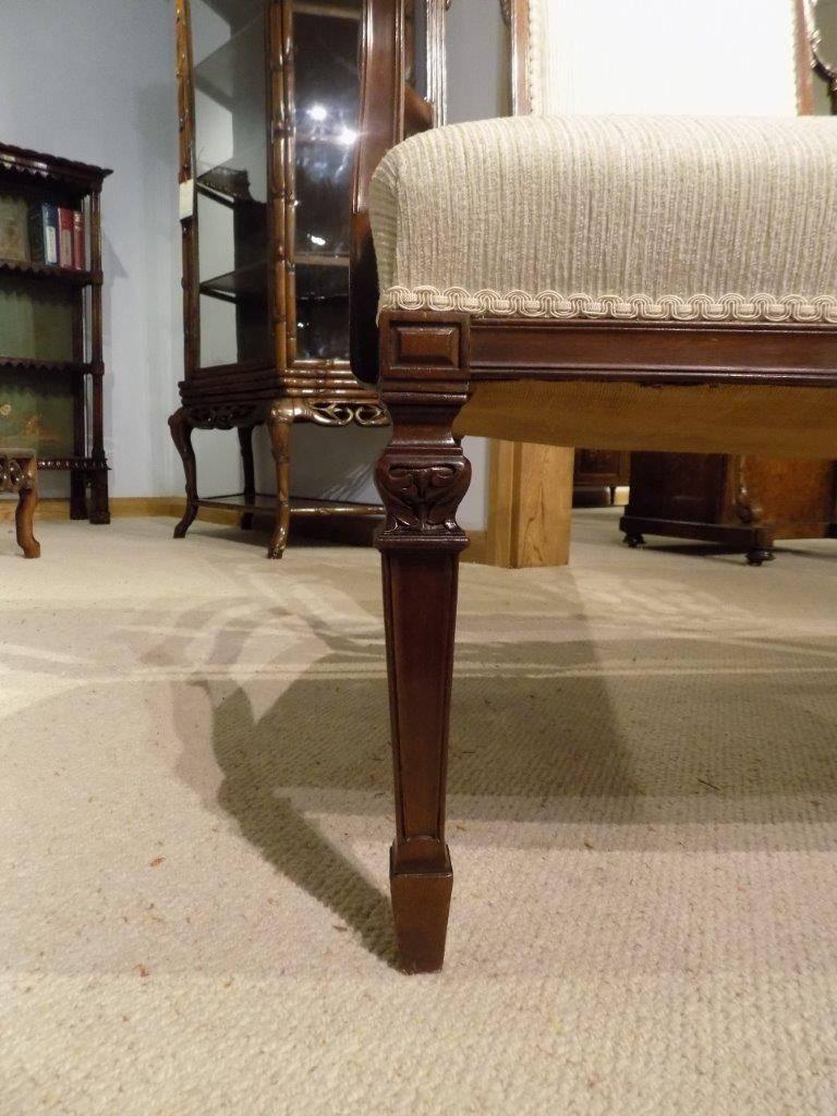 Fine Quality Mahogany Inlaid and Carved Edwardian Period Antique Settee 2