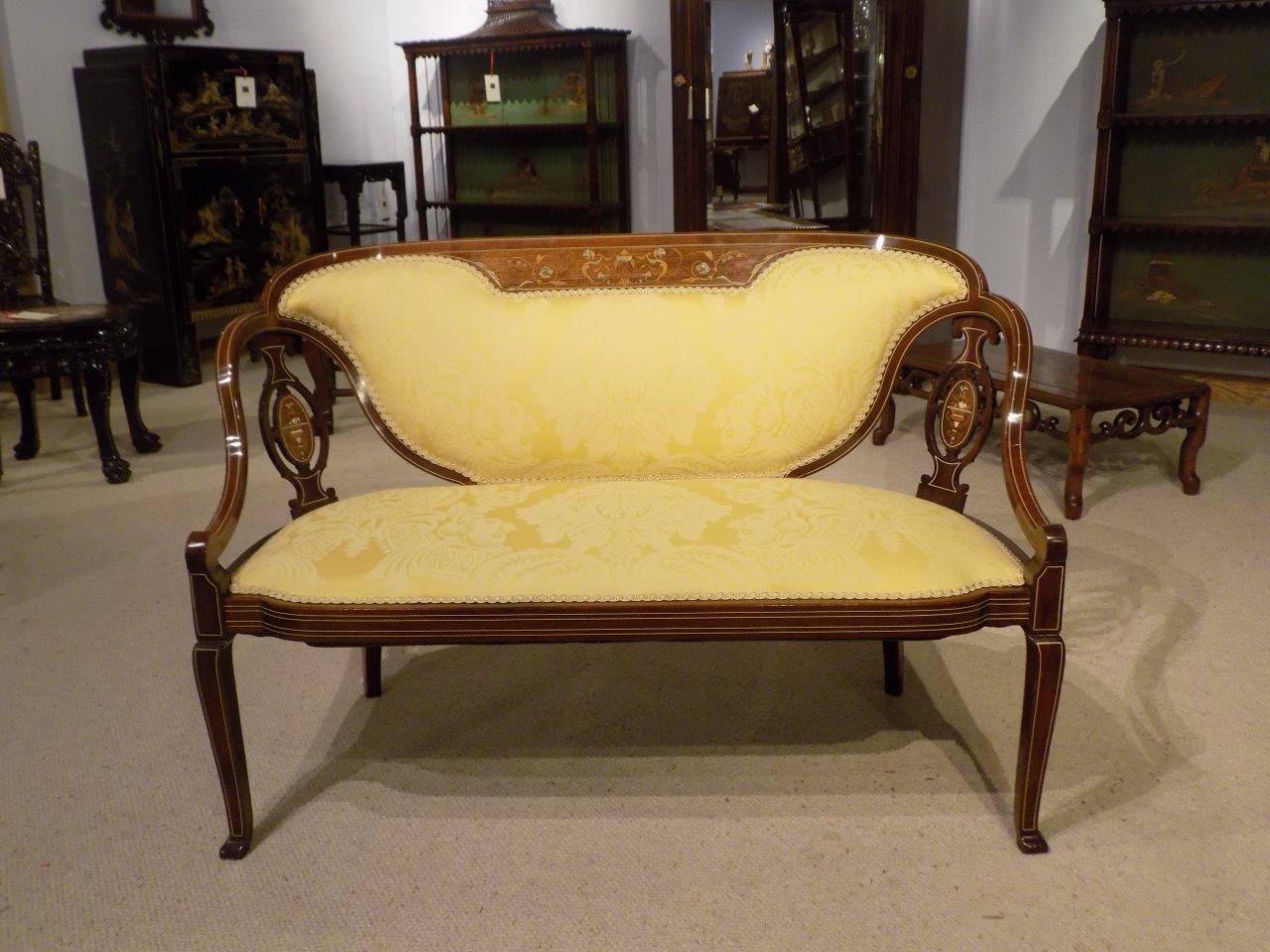 Fine Quality Mahogany, Rosewood and Marquetry Inlaid Edwardian Period Sofa 5