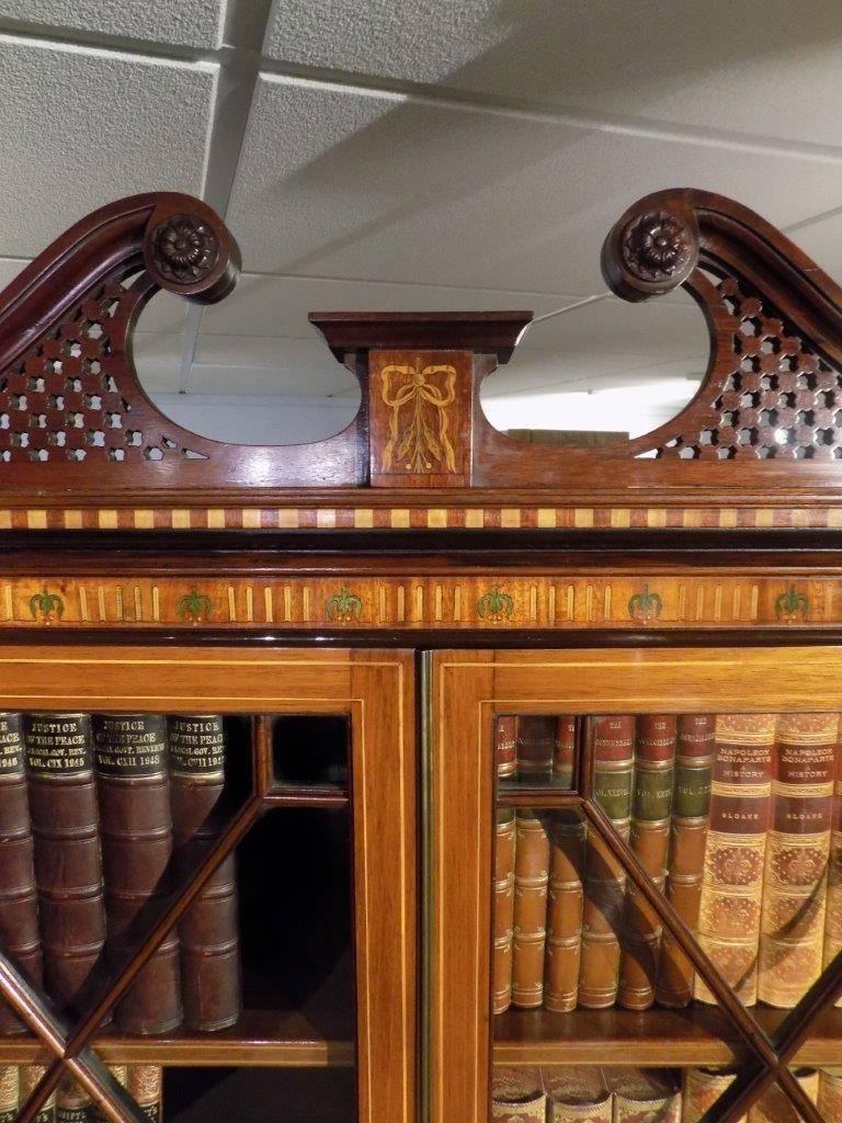 Early 20th Century Fine Quality Marquetry Inlaid Edwardian Period Bookcase by Edwards & Roberts