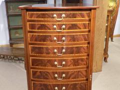 Beautiful Mahogany Inlaid Edwardian Period Bow Front Wellington Chest