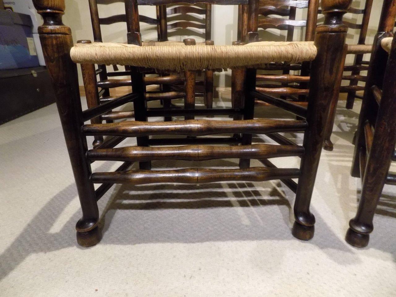 Good Set of Eight Ash Early 19th Century Ladder Back Dining Chairs 4