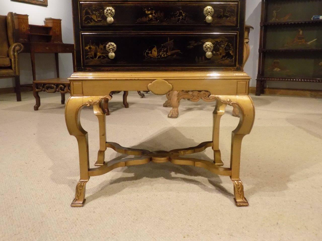 Chinoiserie Lacquered Edwardian Period Bureau on Stand In Excellent Condition In Darwen, GB