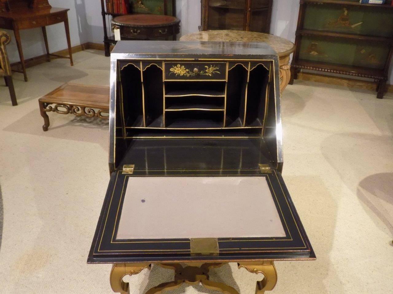 Chinoiserie Lacquered Edwardian Period Bureau on Stand 3