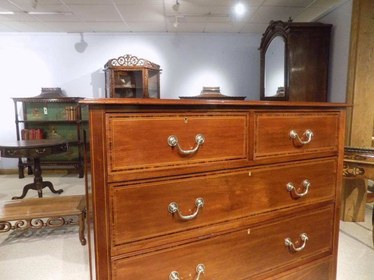 Beautiful Mahogany Inlaid Edwardian Period Antique Chest of Drawers 1