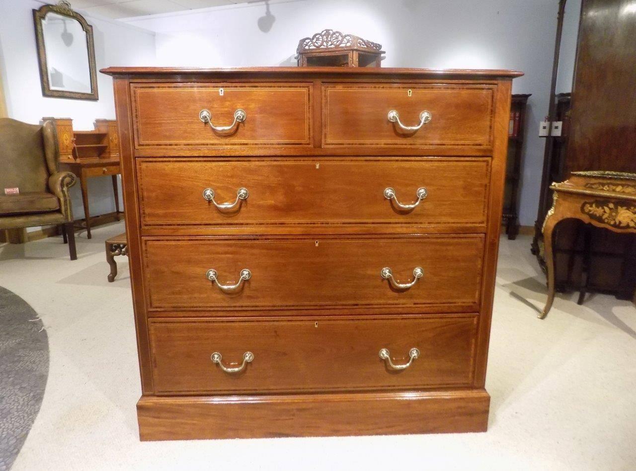 Beautiful Mahogany Inlaid Edwardian Period Antique Chest of Drawers 3