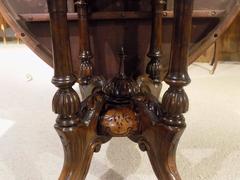 Burr Walnut and Marquetry Inlaid Victorian Period Antique Loo Table