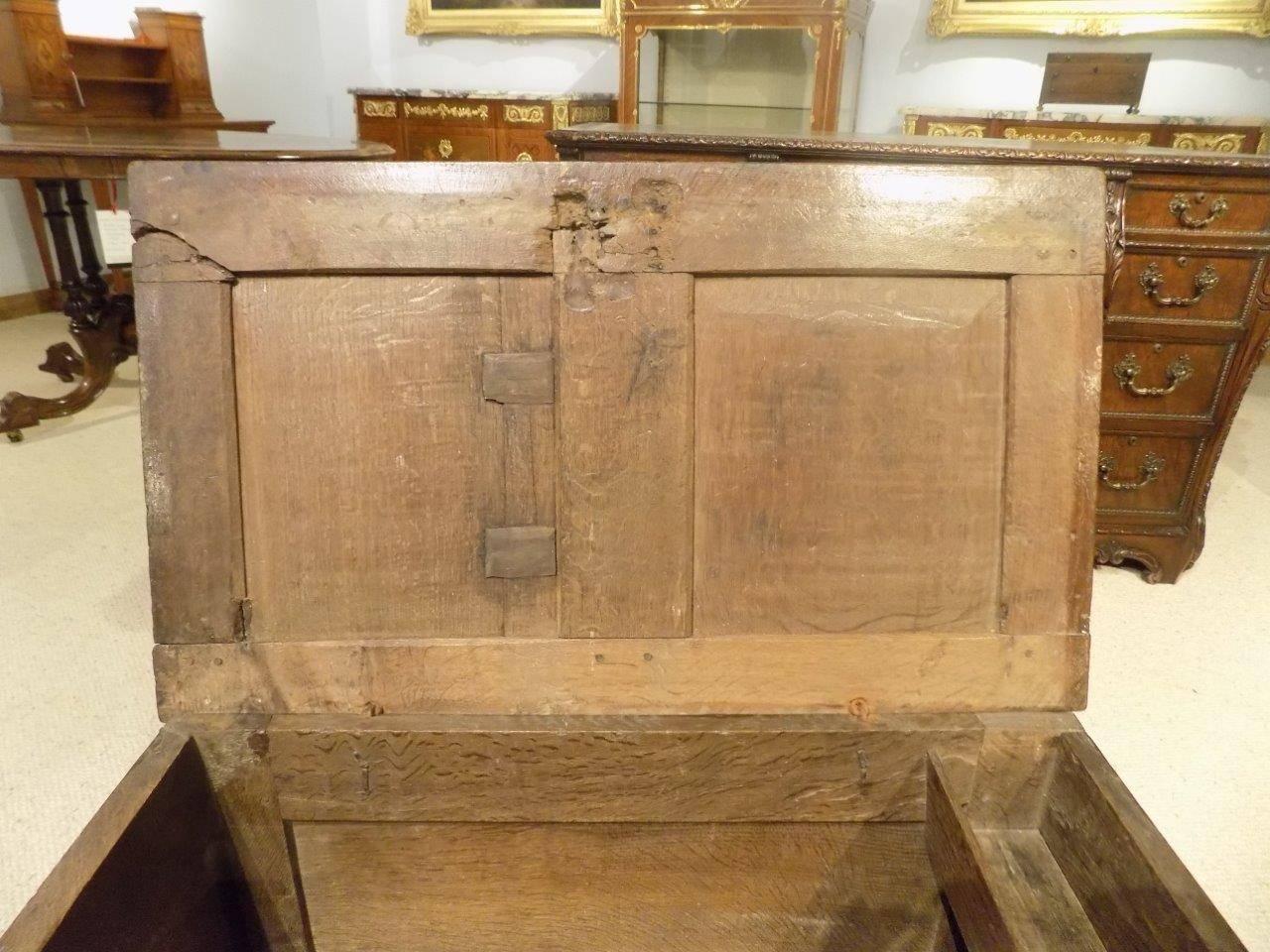 Rare Small Oak 17th Century Two-Panel Coffer 3