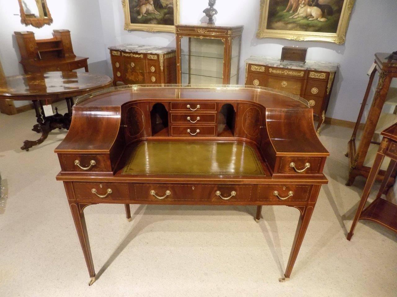 Fine Quality Edwardian Period Flamed Mahogany Carlton House Desk 5