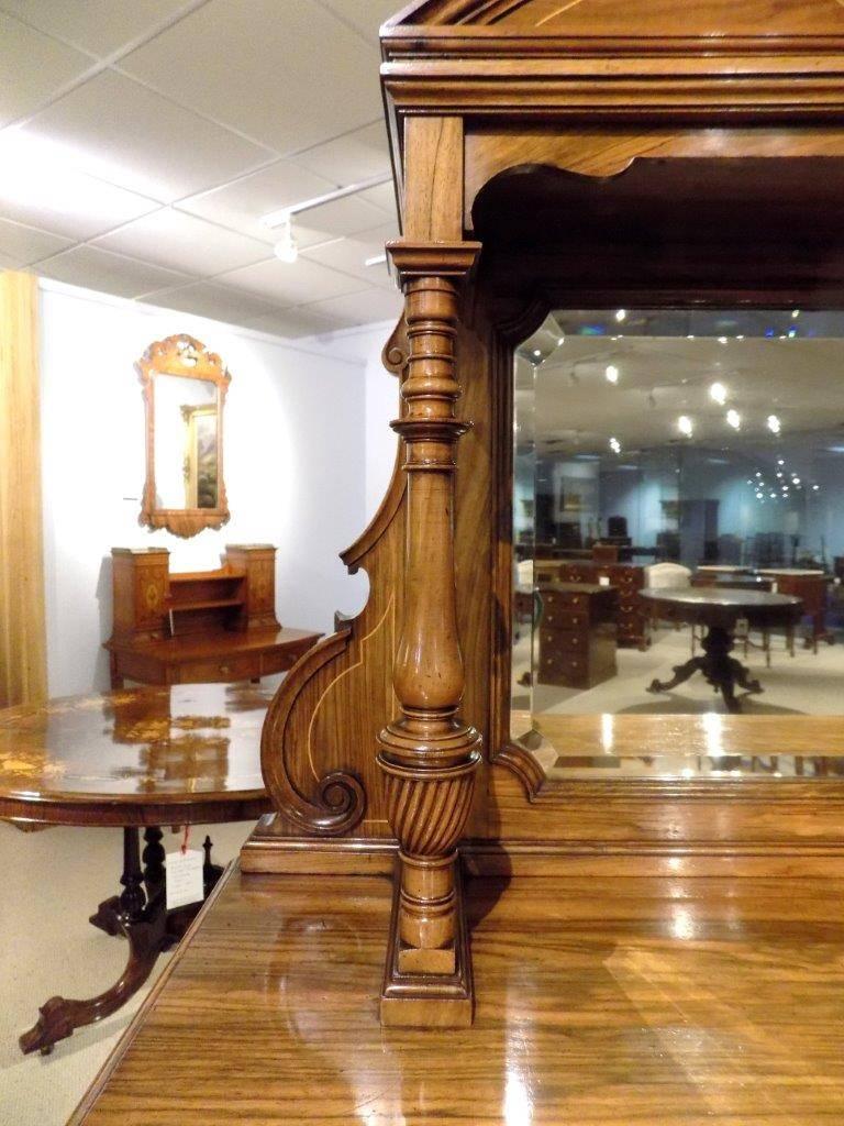 Walnut and Marquetry Inlaid Late Victorian Period Antique Side Cabinet In Excellent Condition For Sale In Darwen, GB