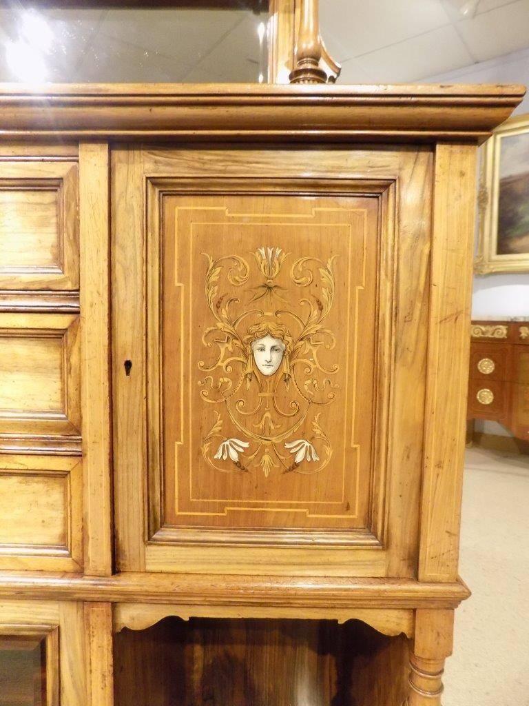 Walnut and Marquetry Inlaid Late Victorian Period Antique Side Cabinet For Sale 5
