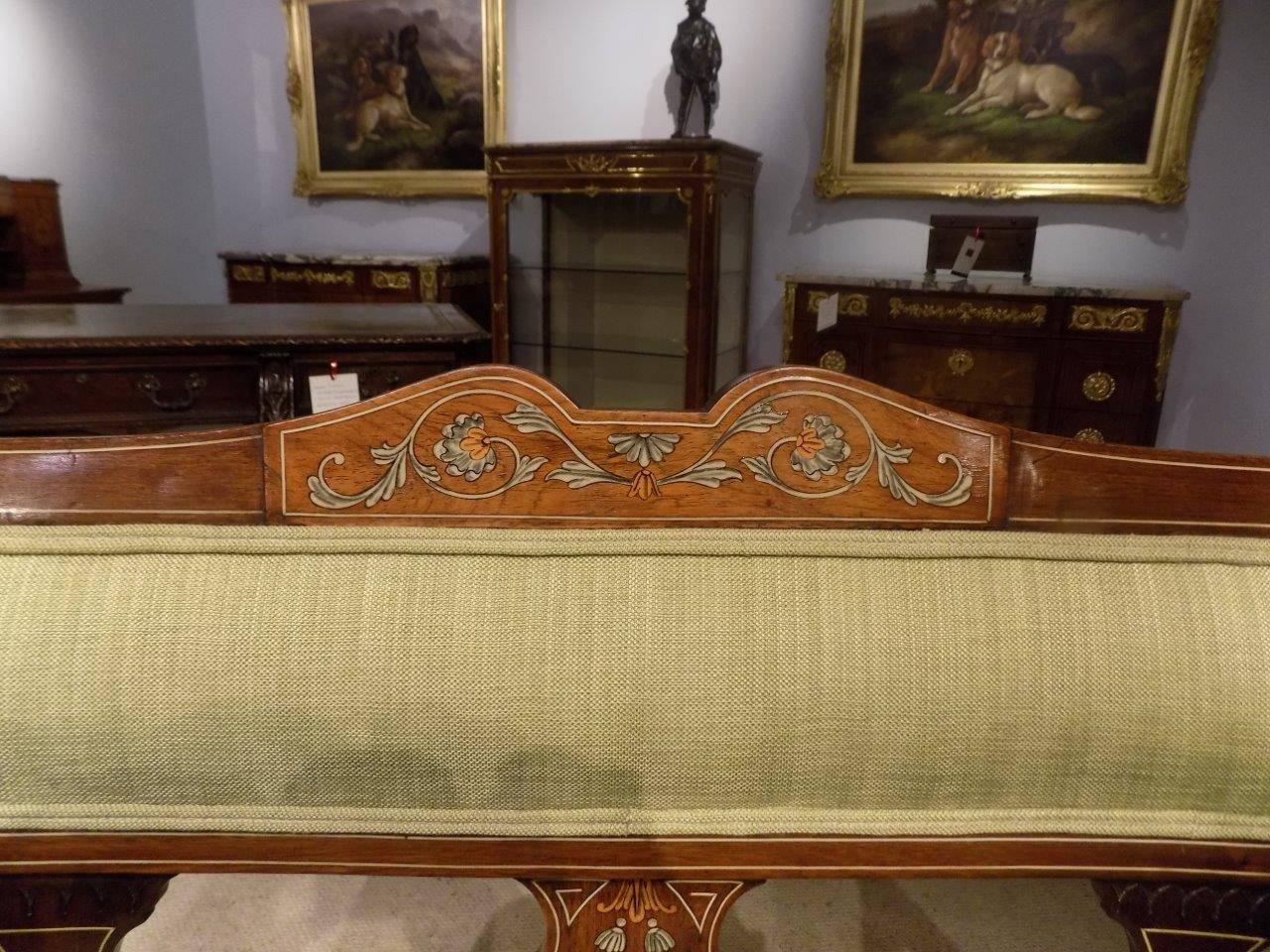 Fine Quality Mahogany Inlaid Edwardian Period Settee In Excellent Condition In Darwen, GB