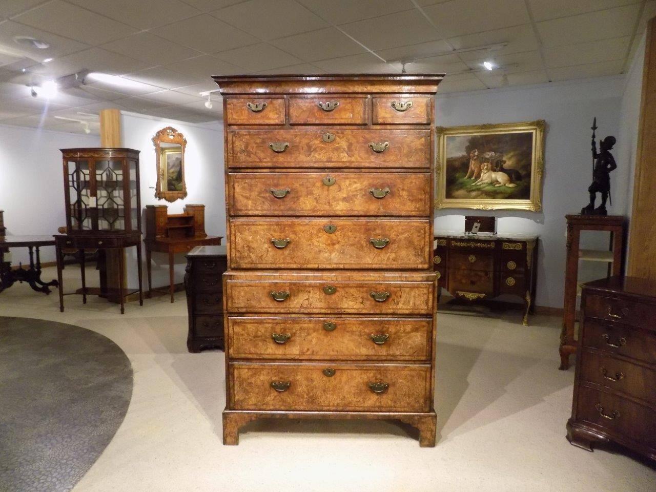 Walnut George I Period Antique Chest on Chest 6
