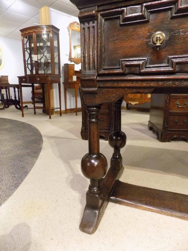 Late 19th Century Oak Jacobean Style Two-Drawer Antique Dresser Base