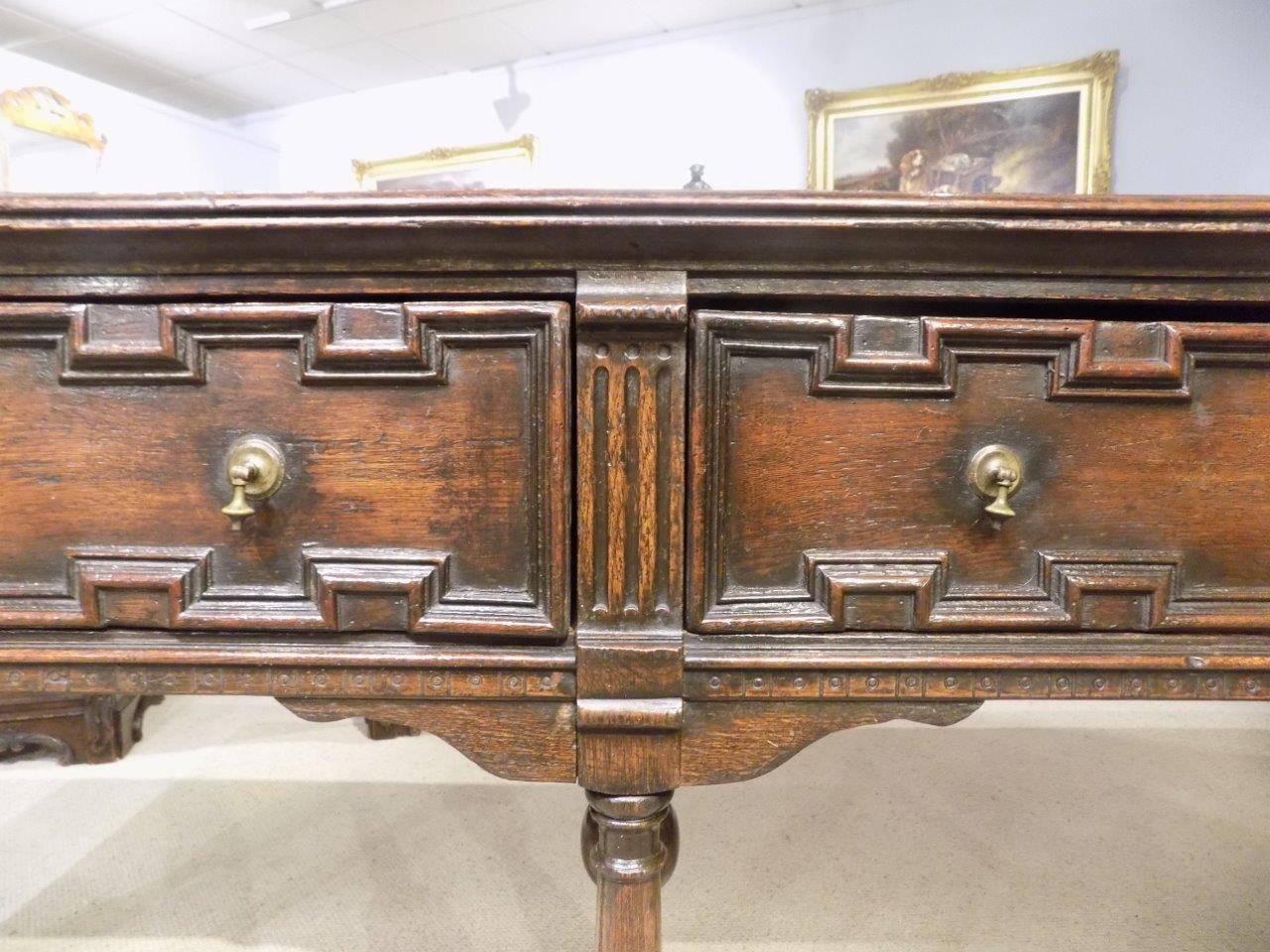 Oak Jacobean Style Two-Drawer Antique Dresser Base 3