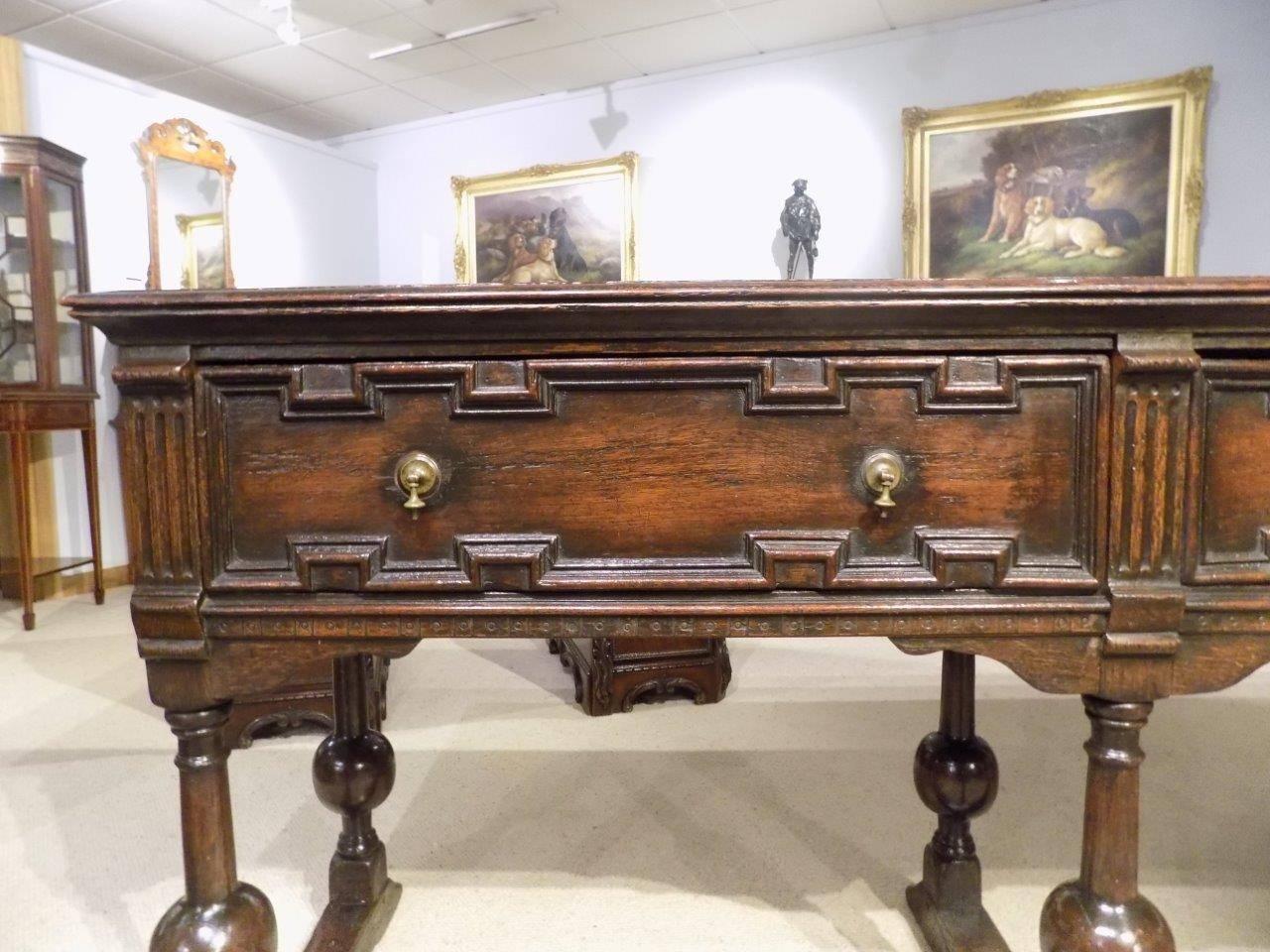 Oak Jacobean Style Two-Drawer Antique Dresser Base In Excellent Condition In Darwen, GB