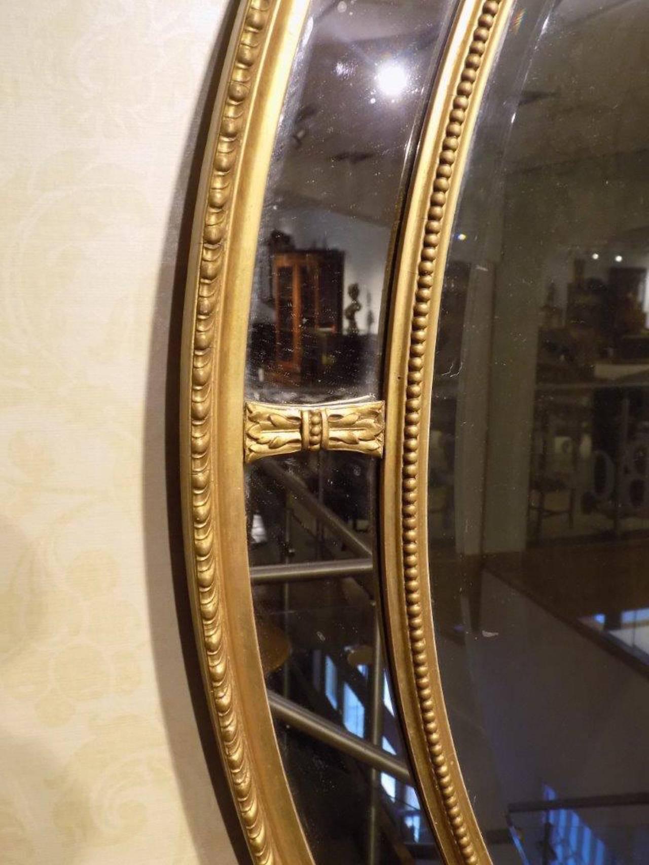Gilt George III Style Oval Margin Mirror In Excellent Condition In Darwen, GB