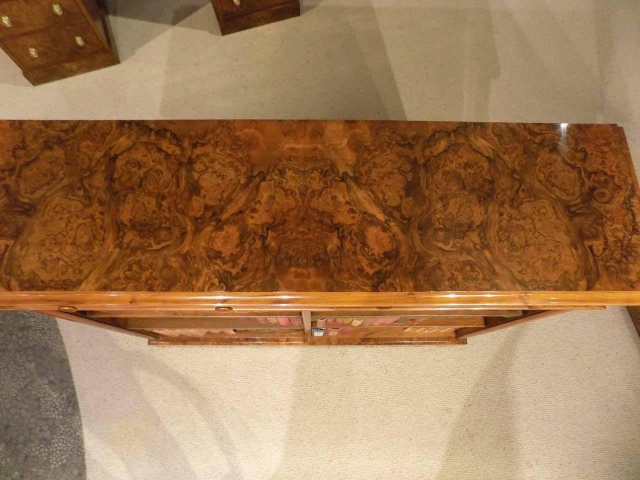 Mid-19th Century Fine Quality Burr Walnut Victorian Period Antique Open Bookcase