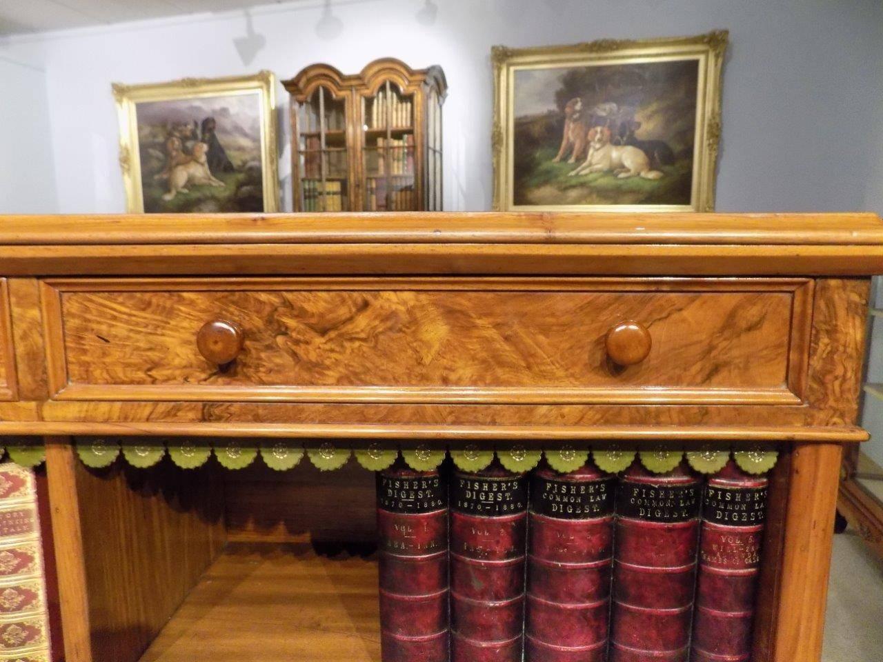 Fine Quality Burr Walnut Victorian Period Antique Open Bookcase 5