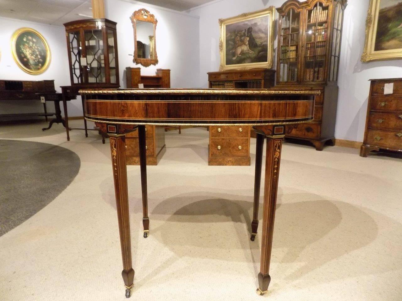 Fine Quality Coromandel and Marquetry Inlaid Victorian Period Kidney Desk 5