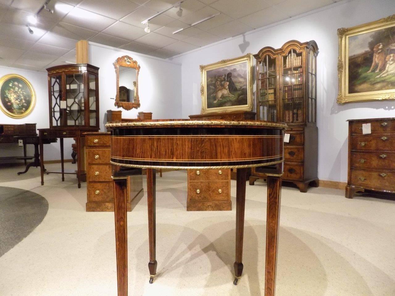 Fine Quality Coromandel and Marquetry Inlaid Victorian Period Kidney Desk 4