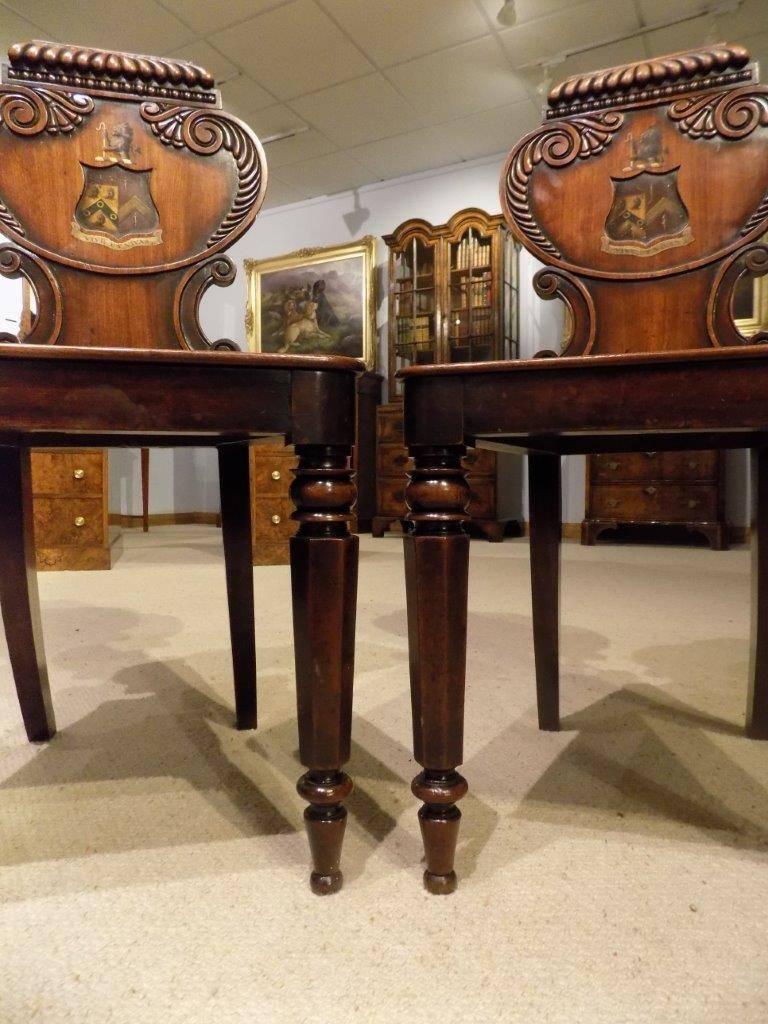 Good Pair of Mahogany William IV Period Antique Hall Chairs In Excellent Condition In Darwen, GB