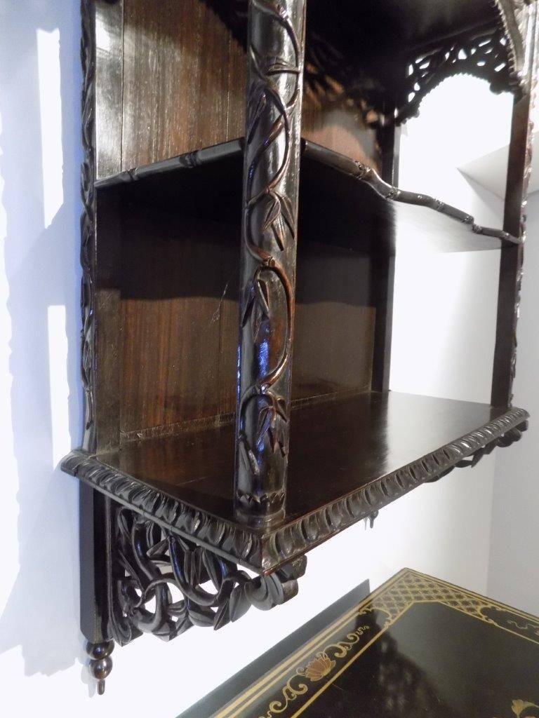 Carved 19th Century Chinese Open Wall Shelves 1