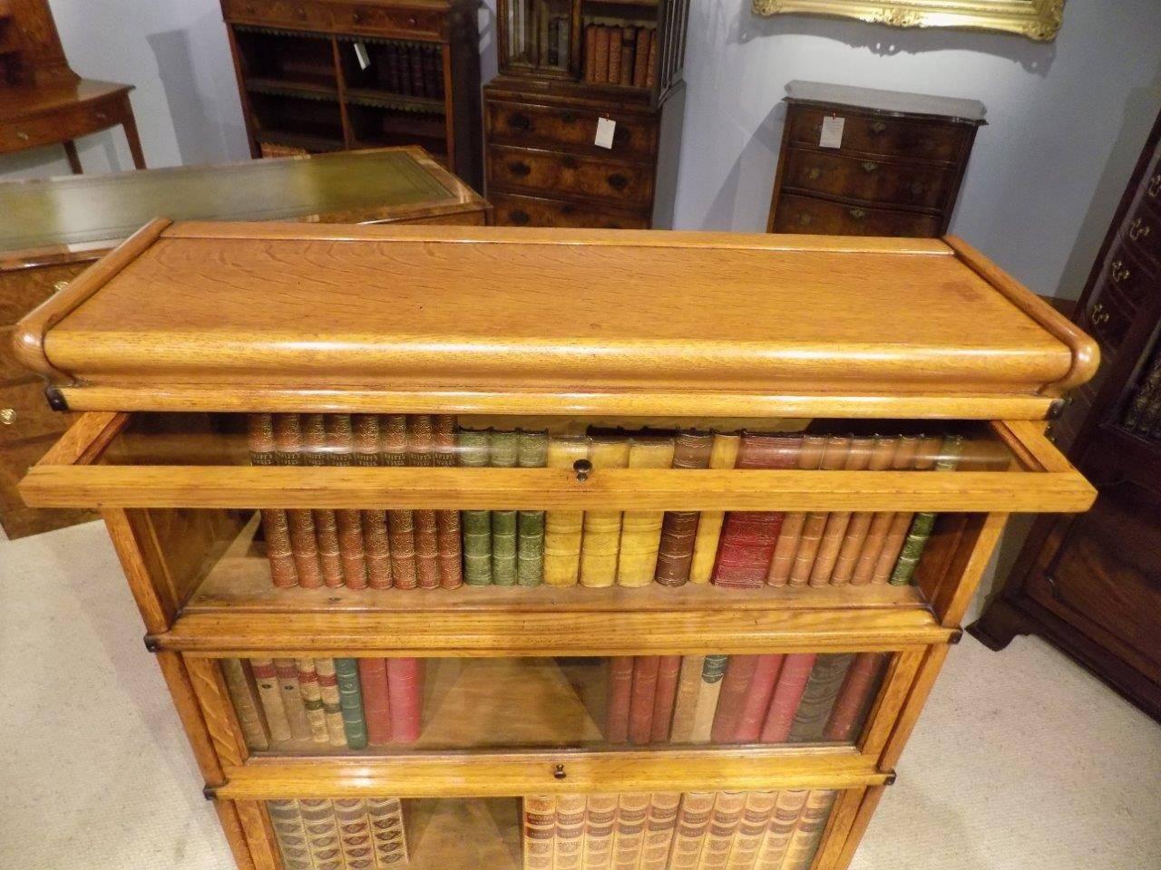 Oak Edwardian Three Stacking Bookcase by Globe Wernicke 2